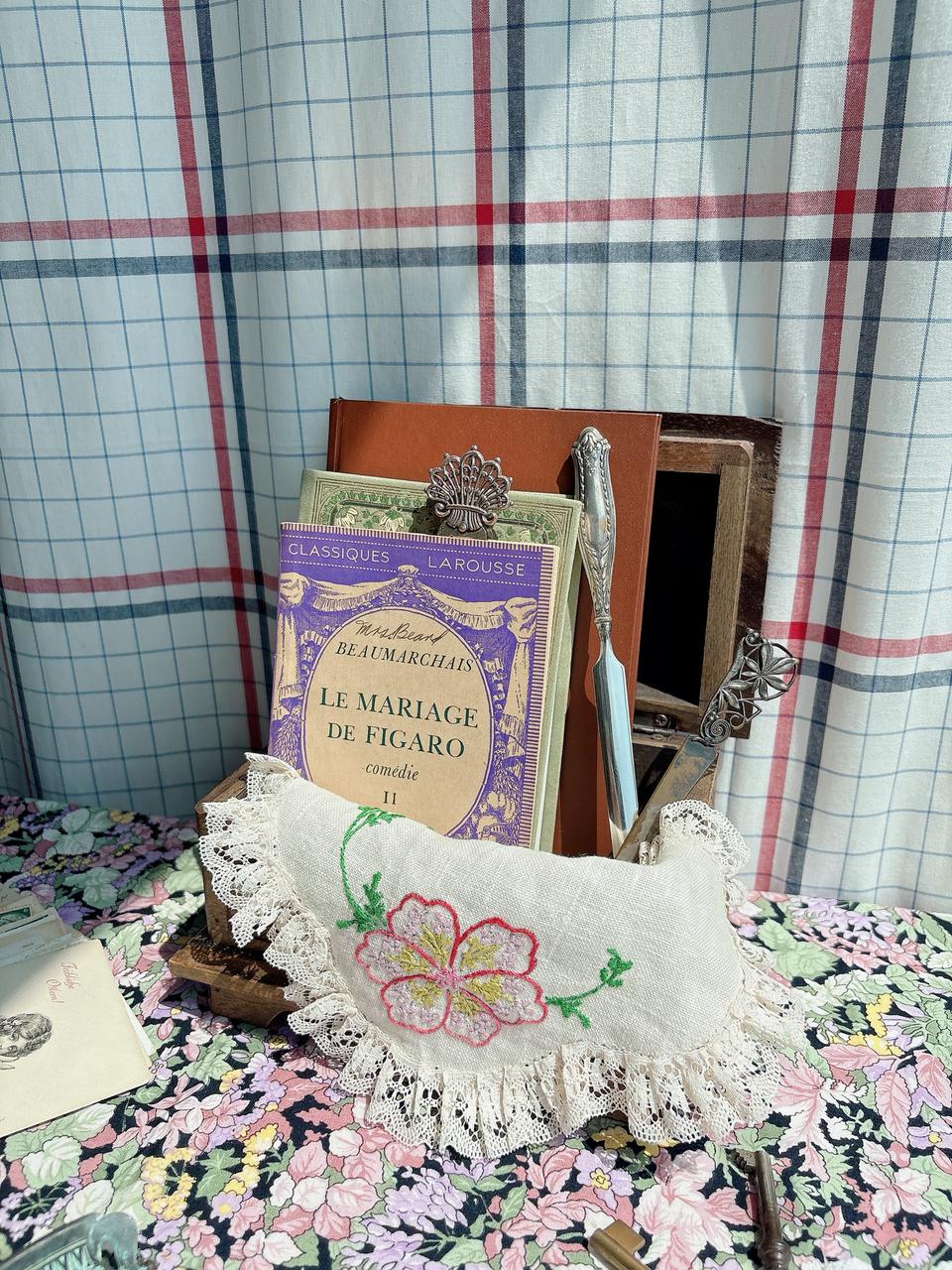 빈티지 손자수 리넨 도일리