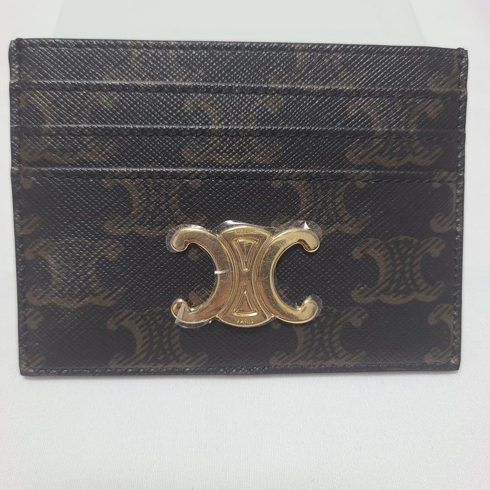 셀린느 트리옹프 캔버스 카드지갑 카드홀더 탄