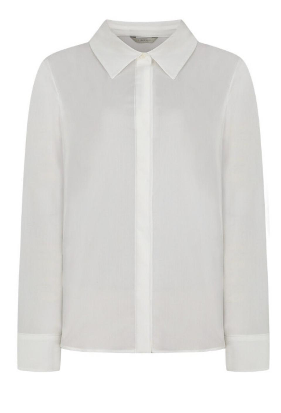 라인어디션 셔츠 블라우스 히든버튼 화이트