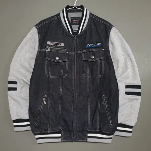 실측 M) FUBU 후부 푸부 데님 집업 유틸리티 배색 스타디움 자켓