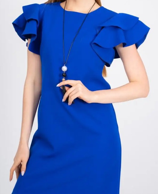 블루 프릴 쉬폰 정장 원피스 이브닝 드레스 홀복 M