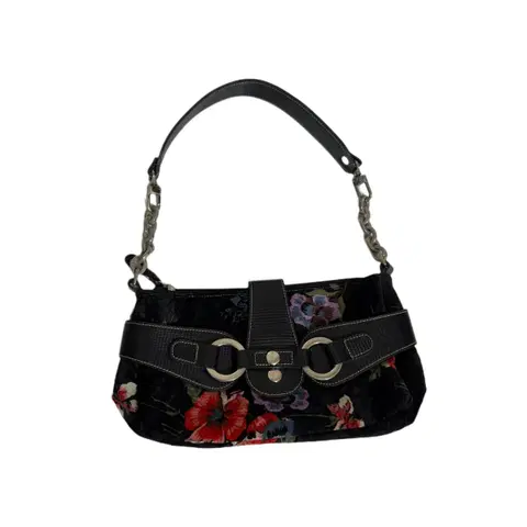 플라워 Y2k 오리엔탈 빈티지 숄더백 버클 체인 페어리 벨벳 블랙 가방