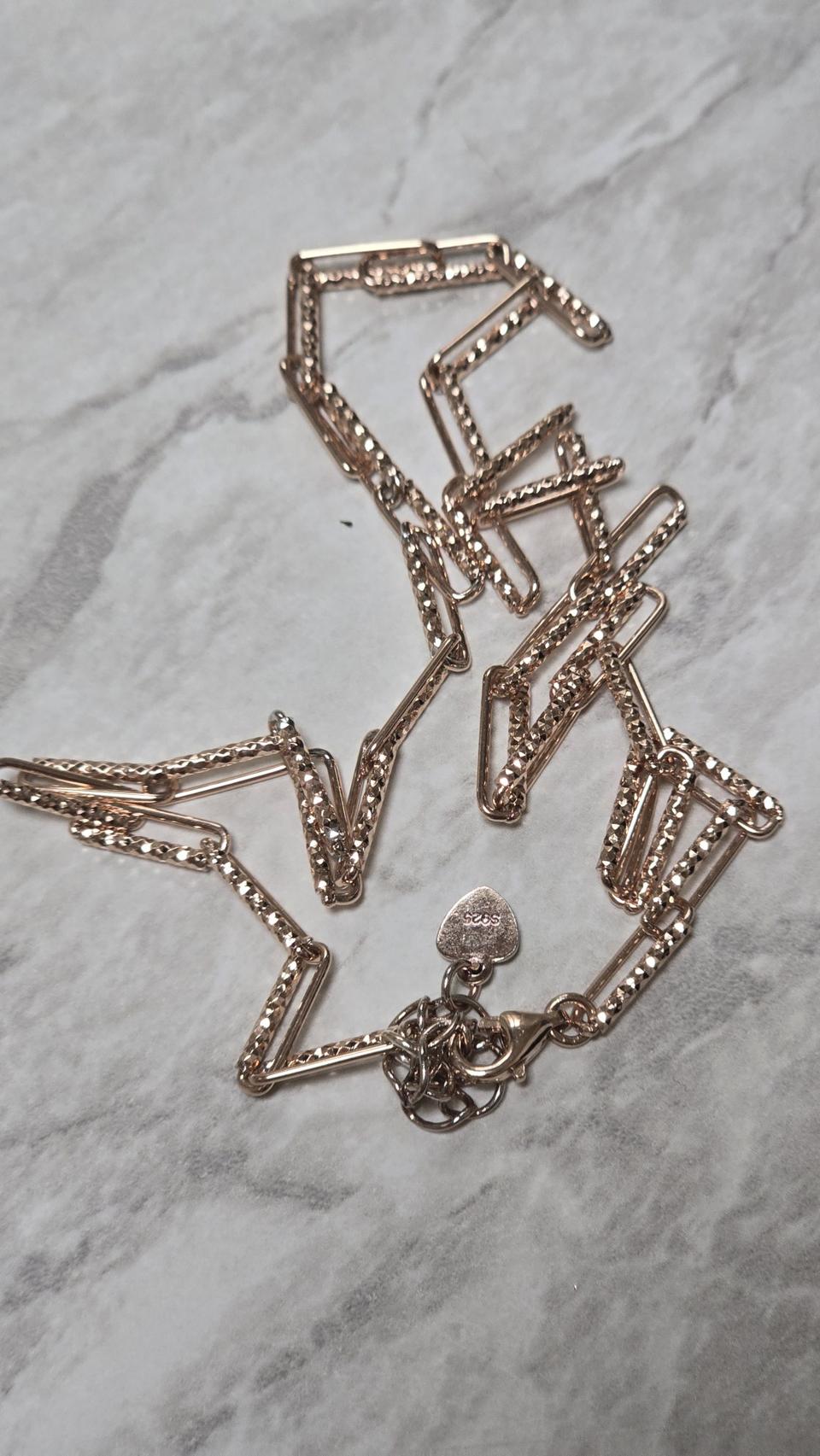 은으로 92.5. 만든 금도금된 로즈골드색 40mm 목걸이