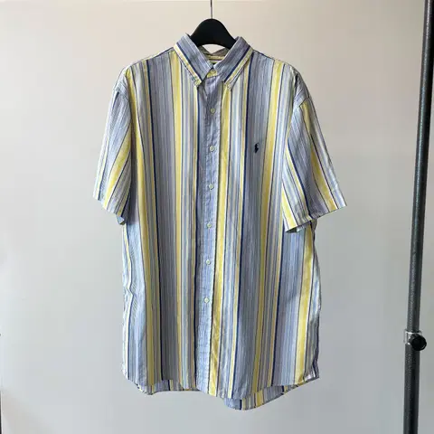 (L) 90s 폴로 랄프로렌 블레이크 스트라이프 반팔 셔츠