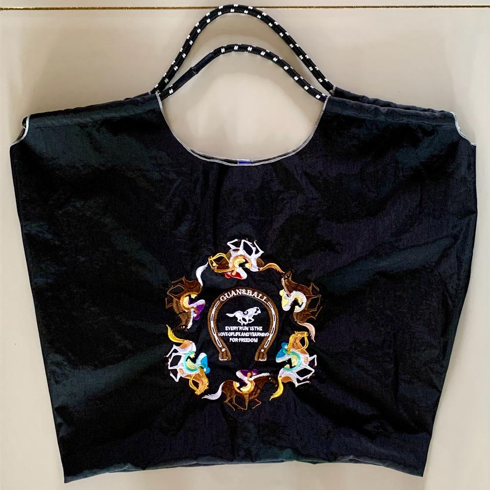 [미사용] 블랙 자수 포인트 에코백 숄더백 로프백 라지 사이즈 가방