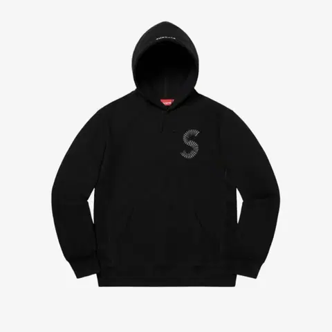 (L) 20FW 슈프림 S 로고 후드티 블랙