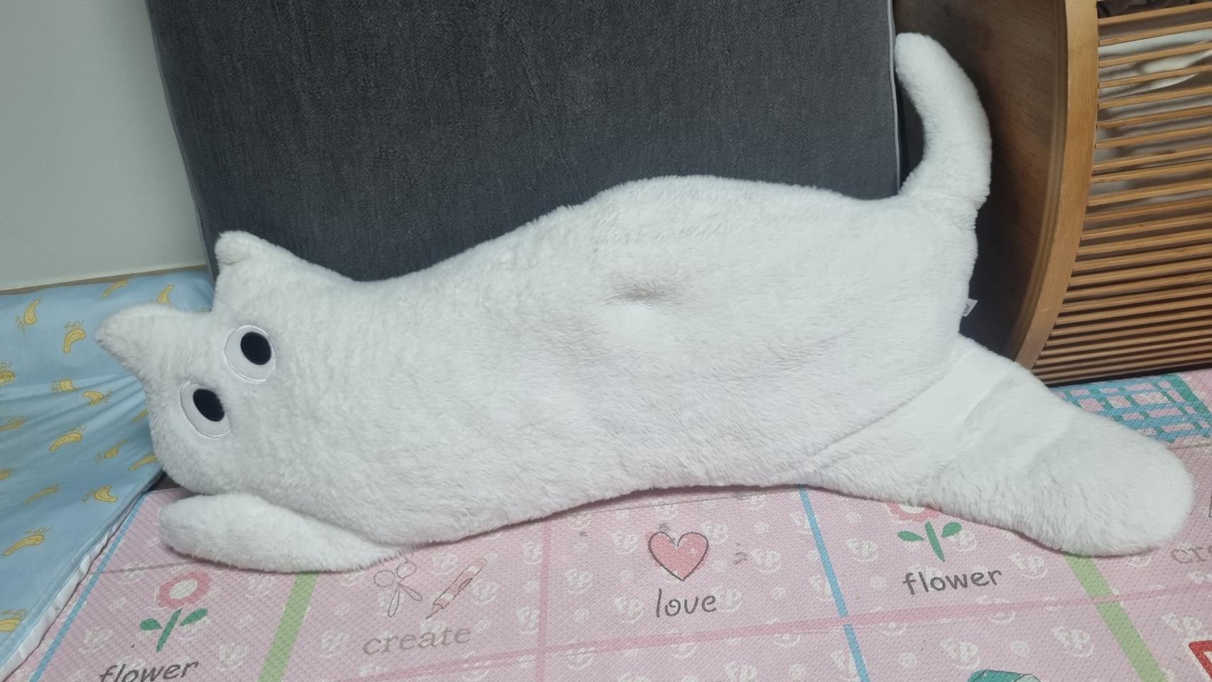 화이트 고양이 바디필로우 인형 쿠션