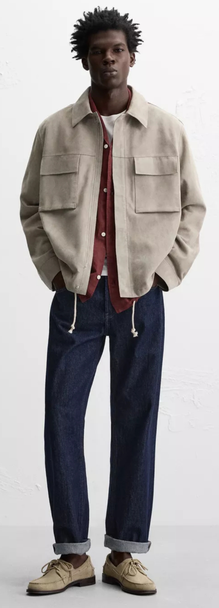 새상품) 자라 스웨이드 포켓 리얼레더 재킷