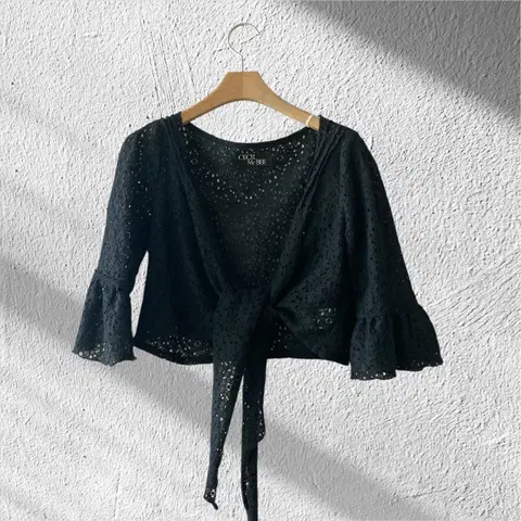 CECIL McBEE 세실맥비 레이스 리본 블라우스 (FREE / 블랙