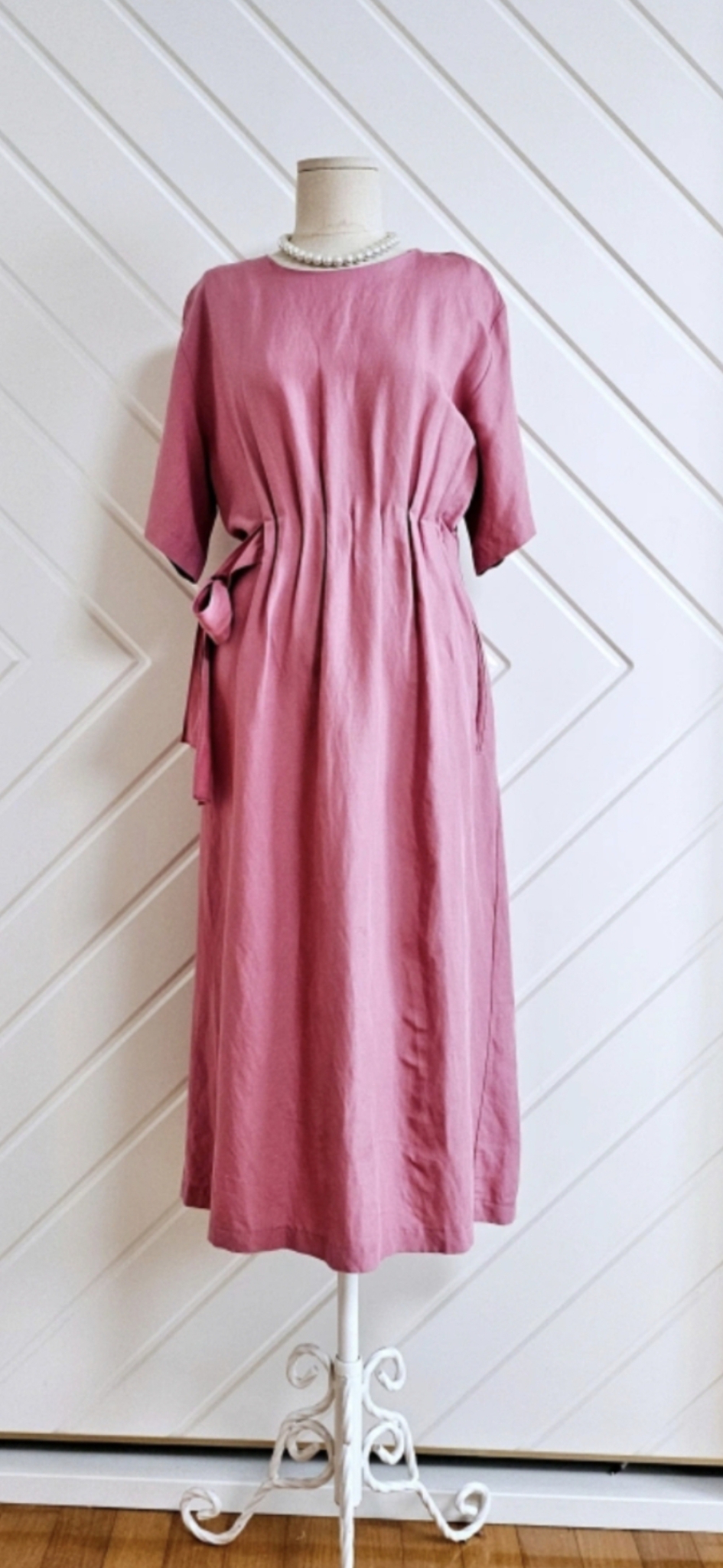 핑크 린넨 원피스