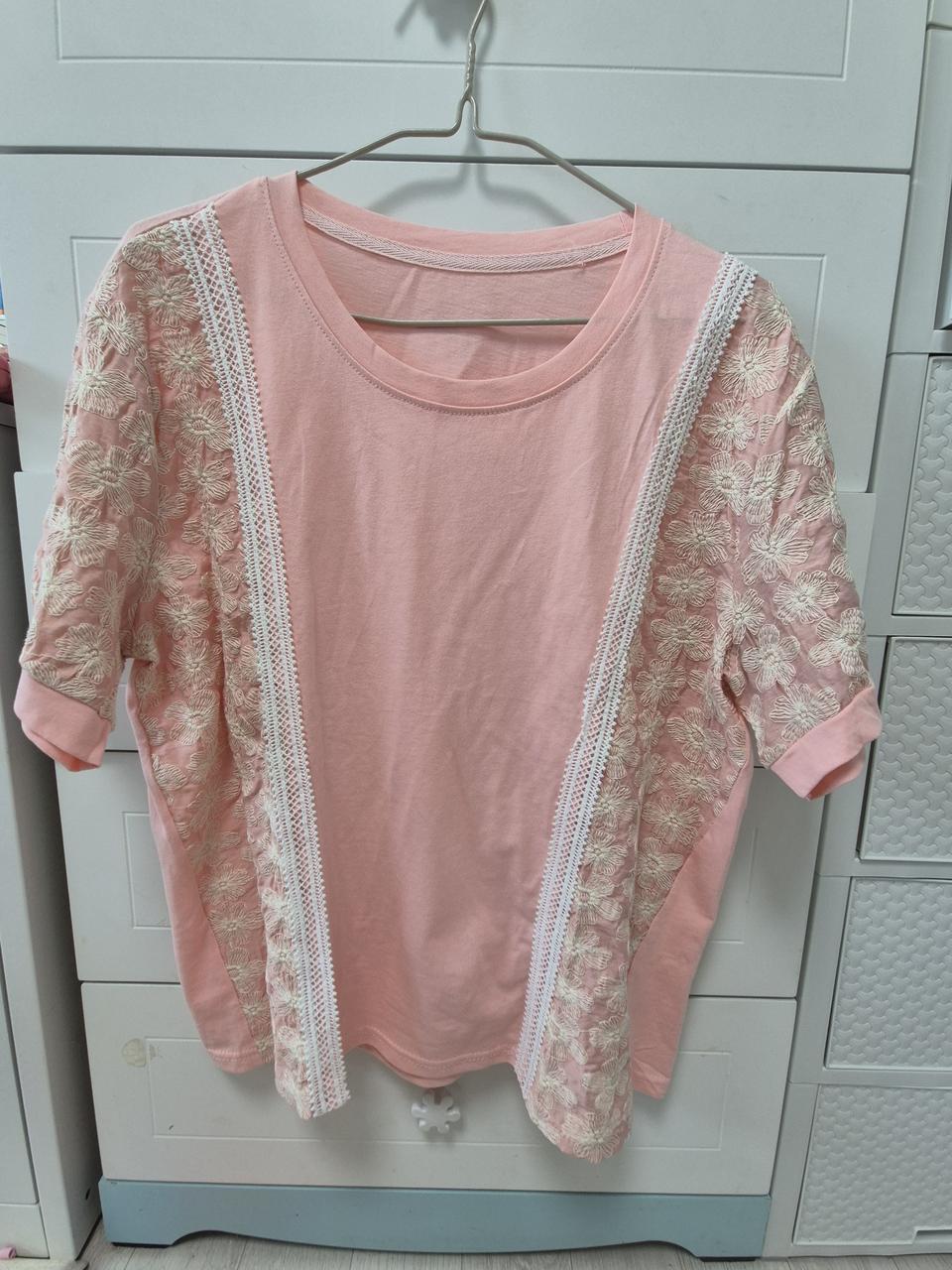 새상품 여성레이스핑크티55-77반