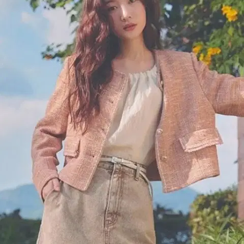 택새상품_43만원] 온앤온 단종 정채연 고급트위드자켓 봄가을용