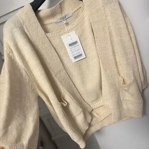 택새상품_23만원] 온앤온 단종 가디건세트 간절기 슬리브 여성반팔베이지