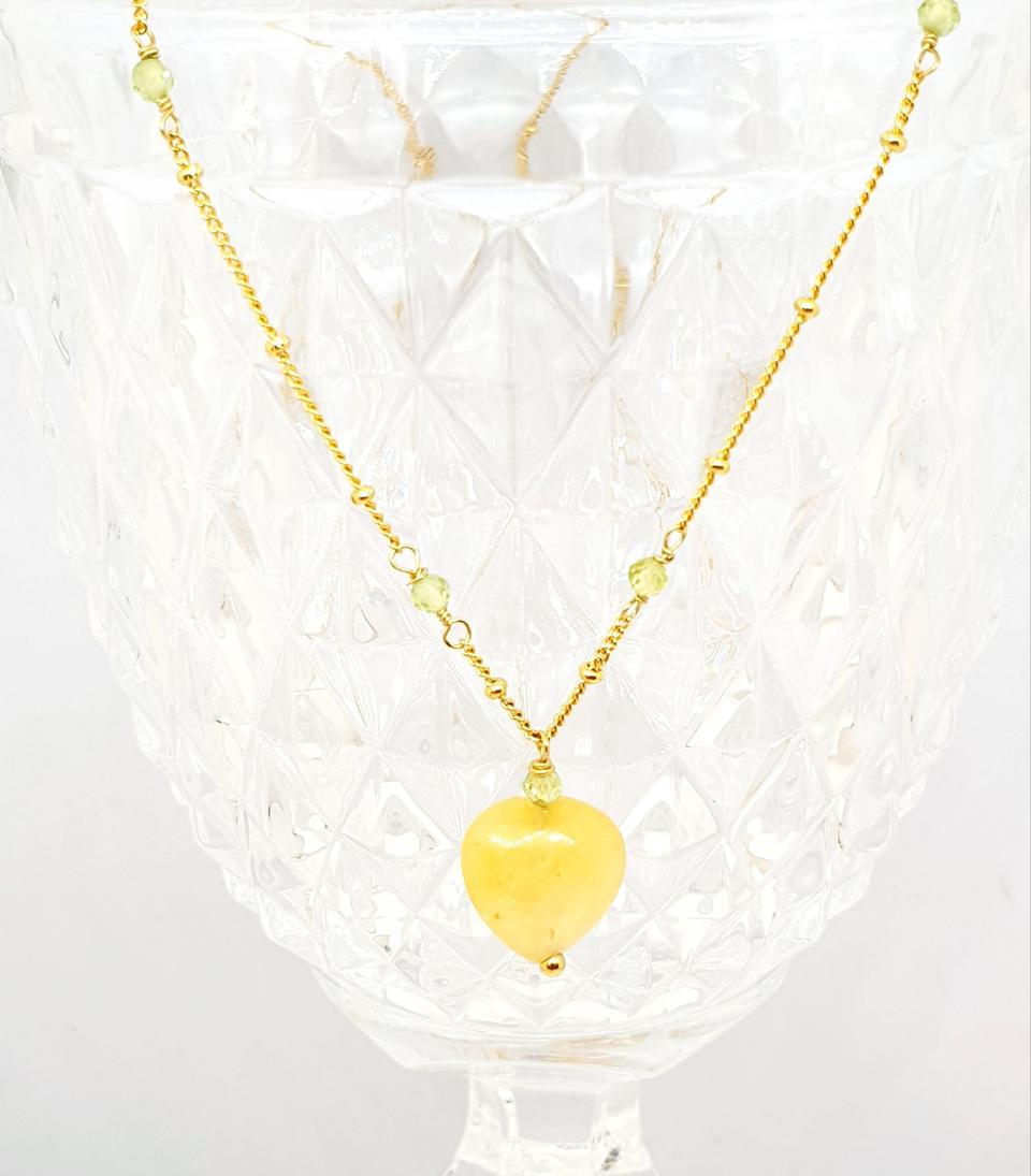 하트 옐로제이드 목걸이