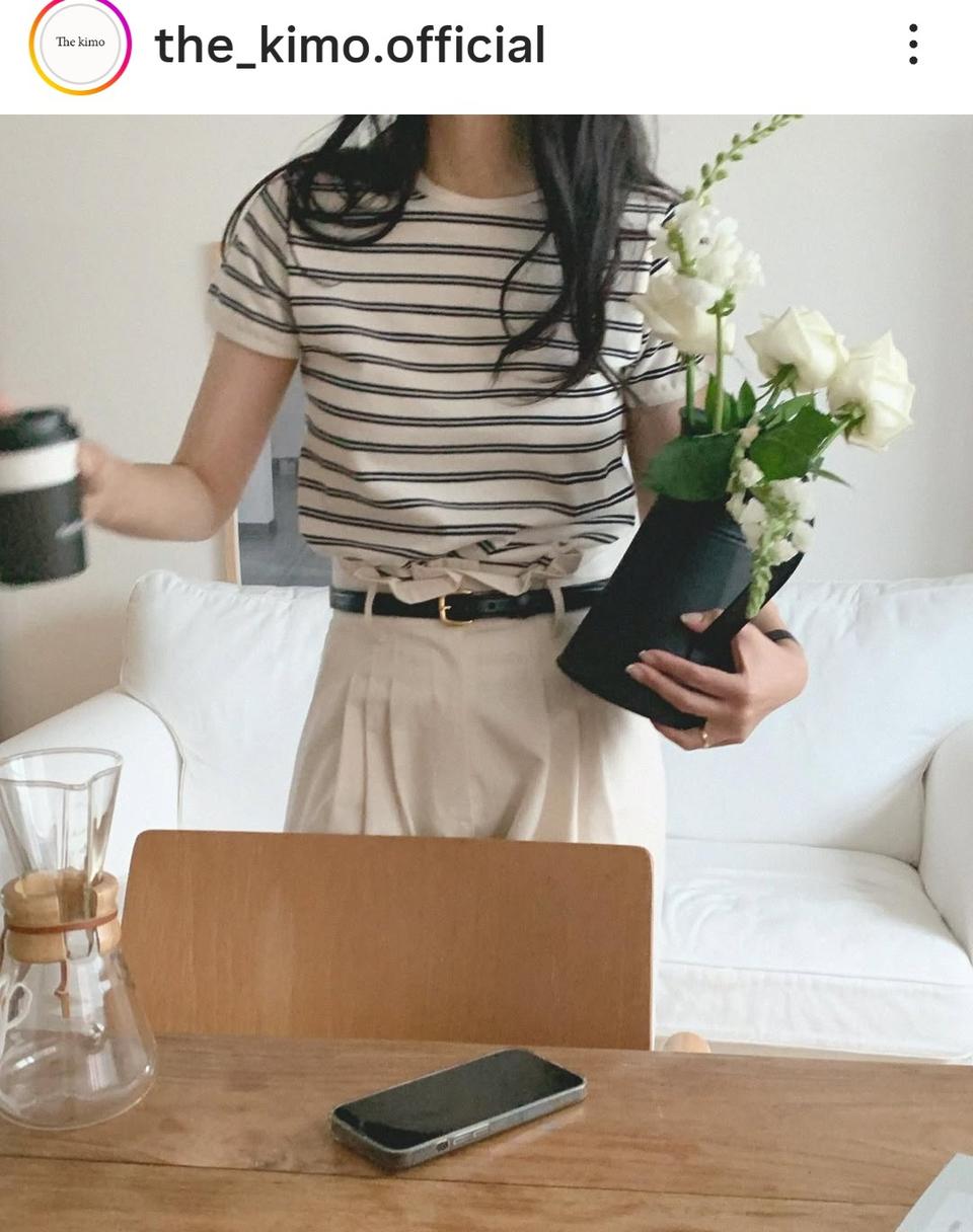 더 키모 어반 스트라이프 티셔츠 아이보리