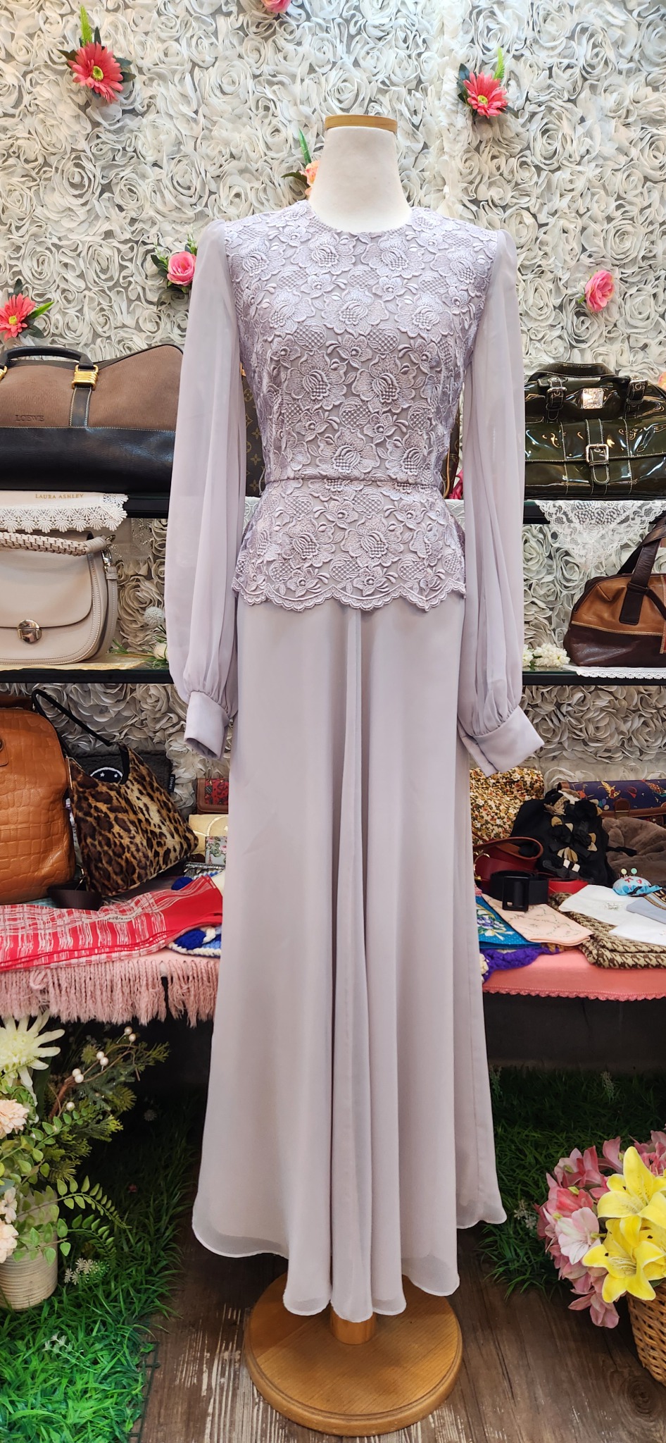 고급 맥시 롱드레스(쉬폰+레이스)(44)