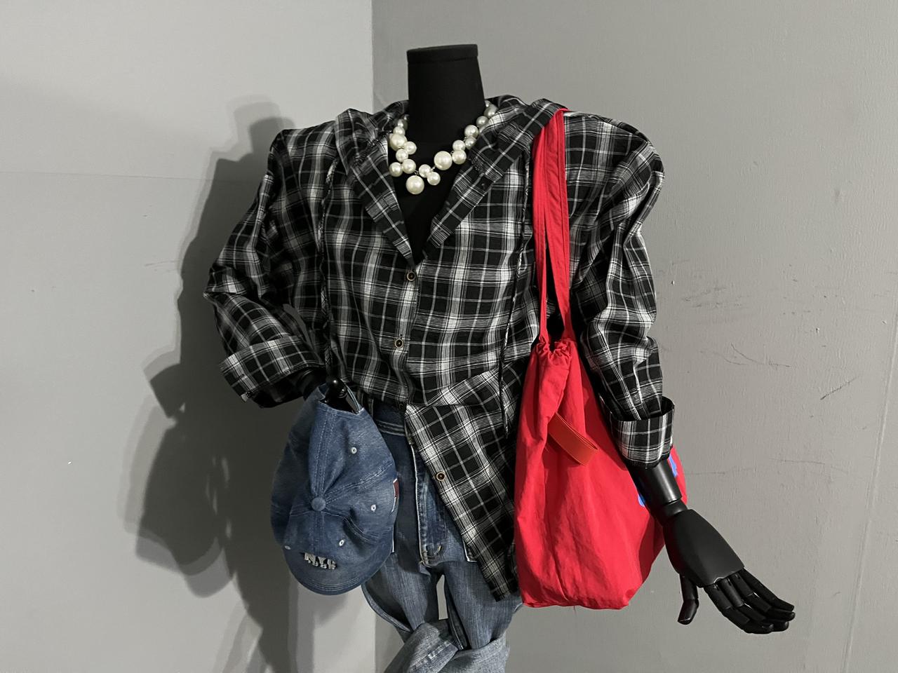 체크후드셔츠남방/오버핏/체크남방