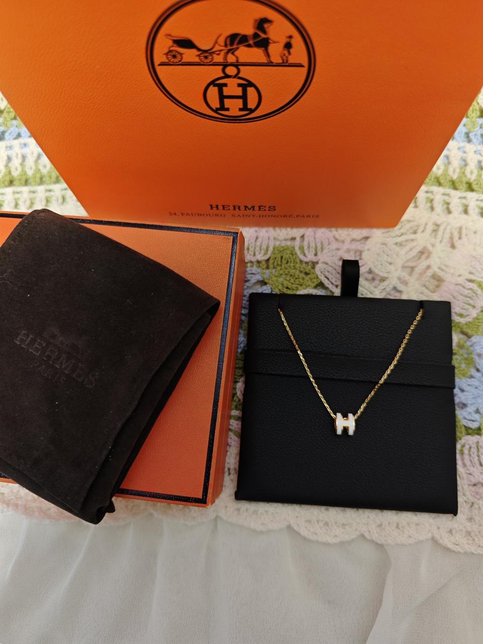 에르메스 미니 팝아슈 화이트 골드 네크리스 목걸이