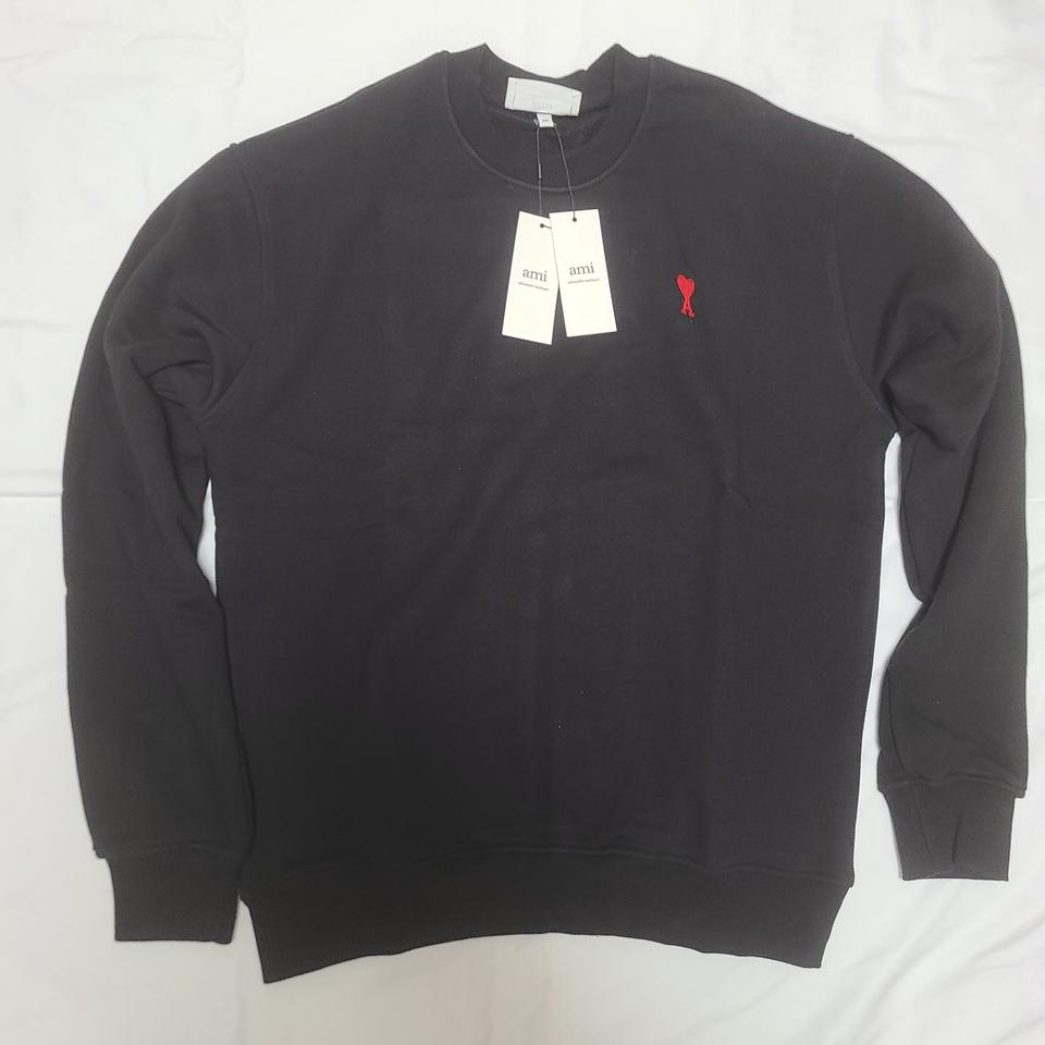 아미 스몰 하트 로고 맨투맨 블랙 그레이