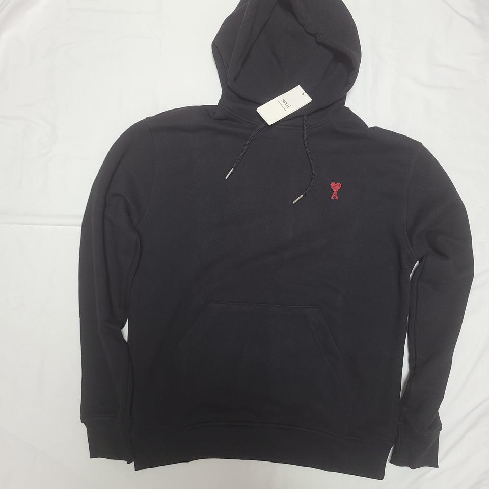 아미 스몰 하트 로고 후드티 블랙 그레이