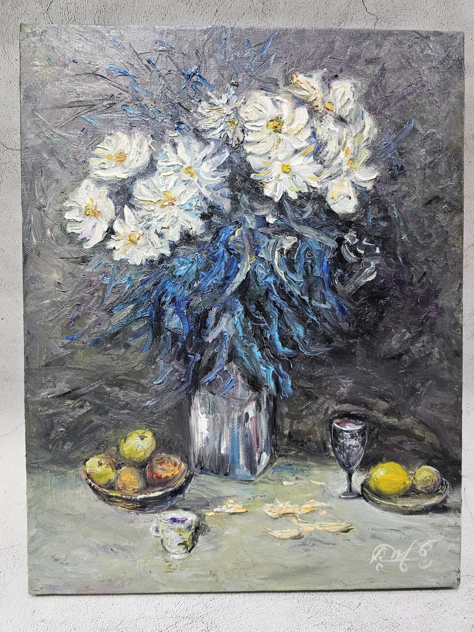 (원화) 6호 캔버스 유화그림 화병속과과일 그림 서양화