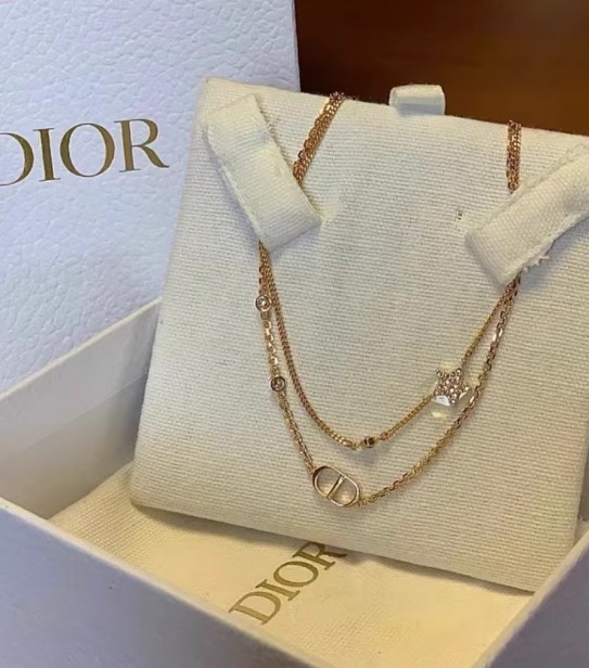 디올 예리 CD 로고 골드 목걸이, 박스 세트