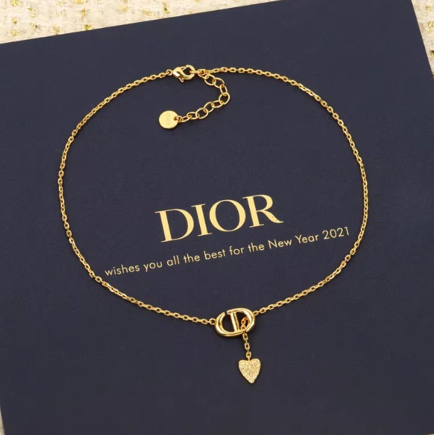 디올 CD Navy 하트참 목걸이