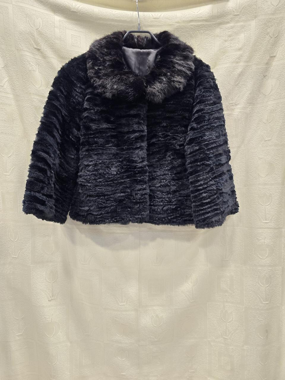 밍크카라 블랙 퍼 코트 숏 자켓 55