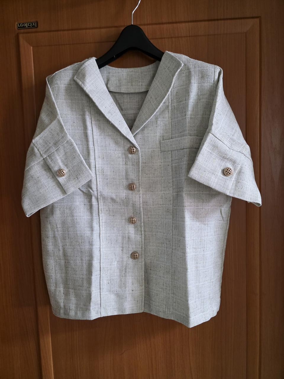 마 금장단추 반팔 쟈켓