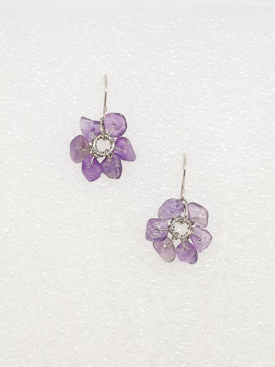 자수정 플라워 귀걸이