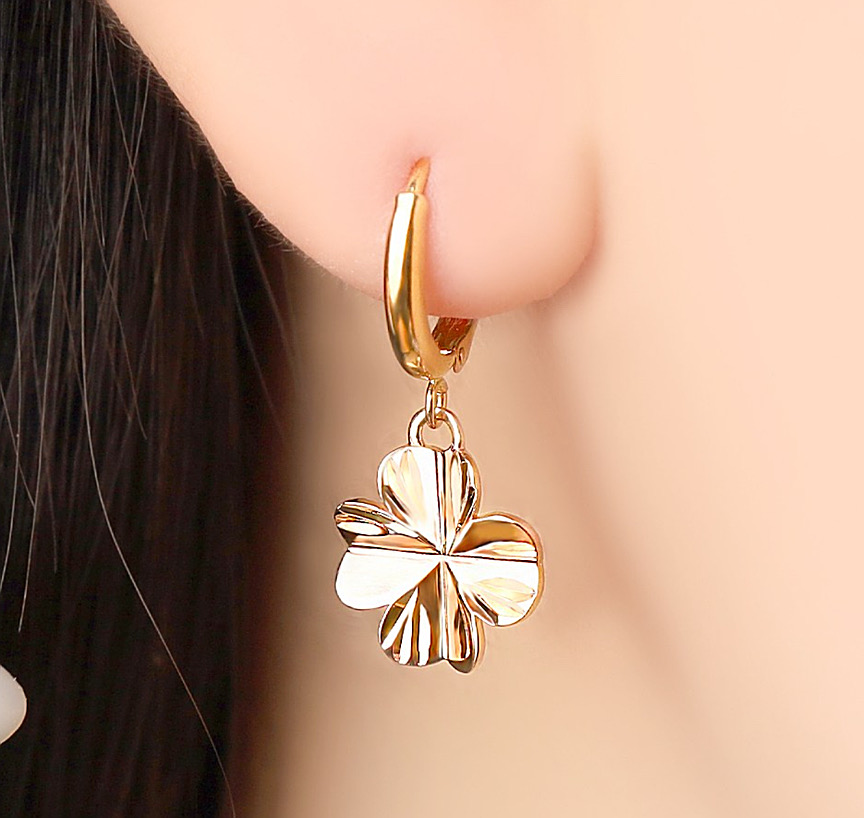 14k 골드 클로버 귀걸이