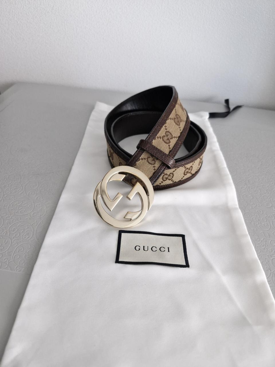 구찌 금장 인터로킹 벨트 90