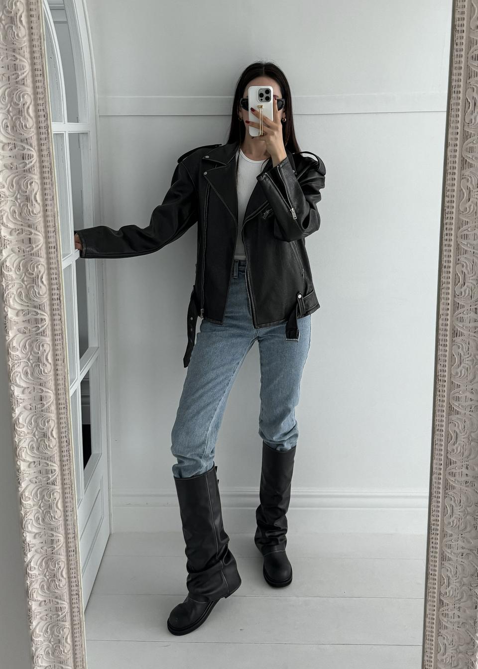 #1087 바이커 폴딩부츠 빈티지원단 버클 롱부츠 240 블랙