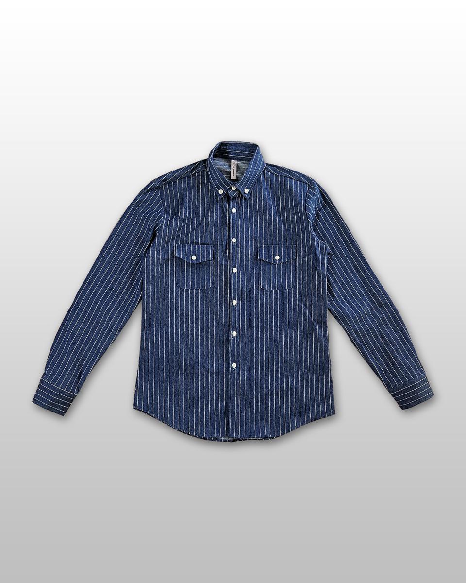 세인트마틴 두께감 있는 스트라이프 청셔츠