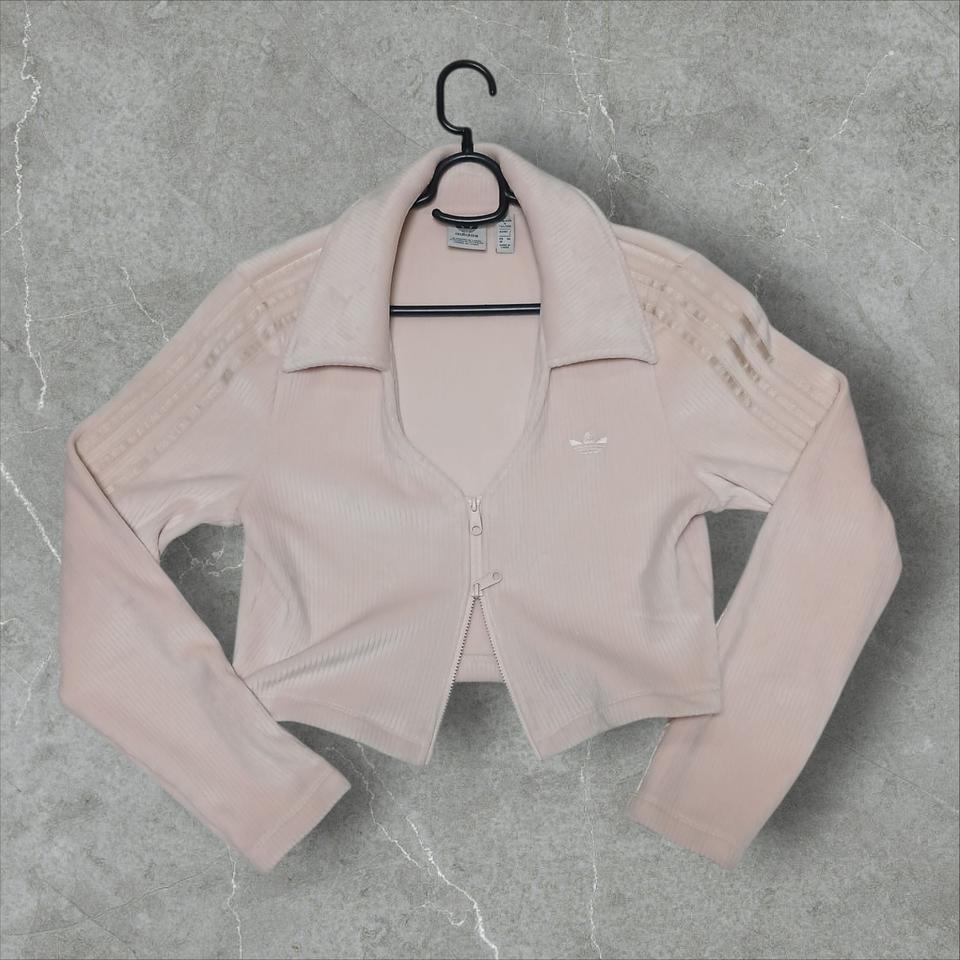 국내 미발매 아디다스 핑크 벨벳 크롭집업