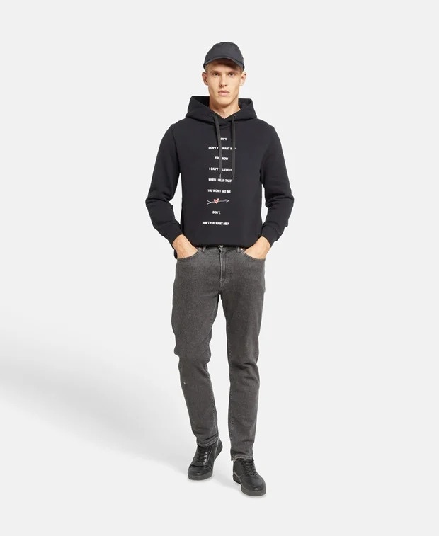 (새상품) 닐바렛 블랙 슬림 후디 후드티