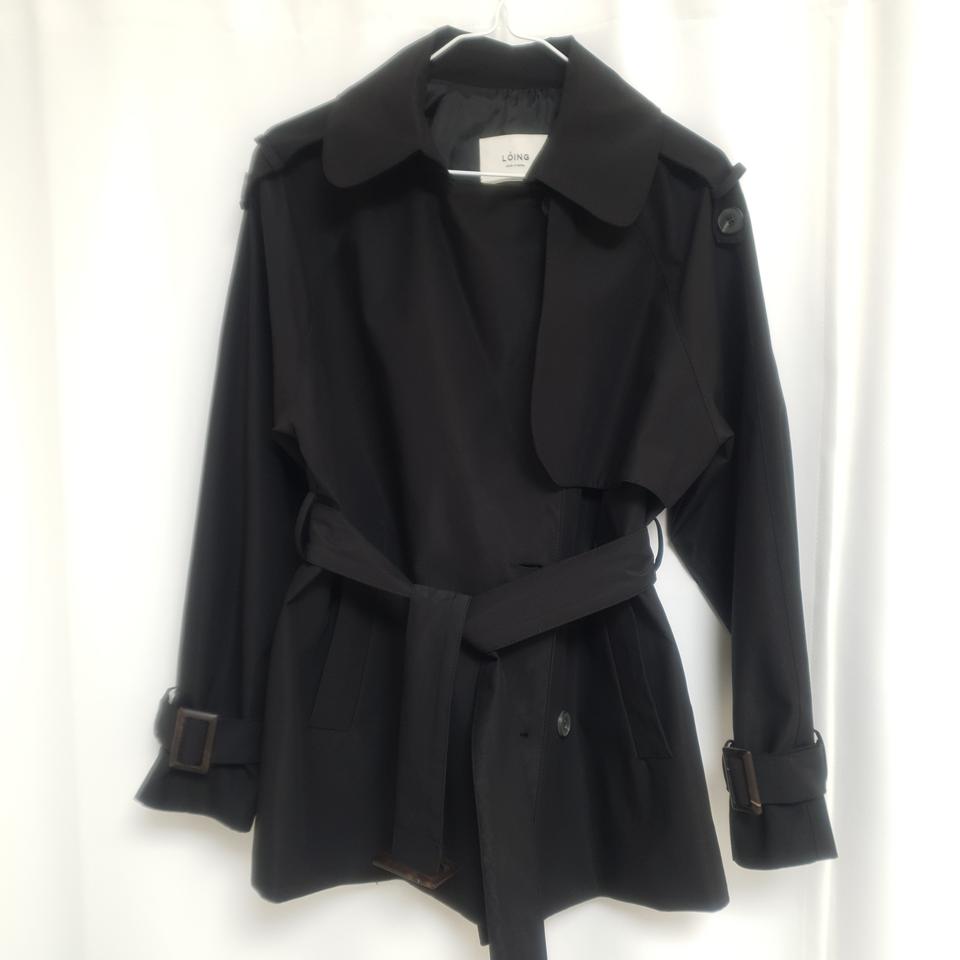 로잉 숏 트렌치 코트 블랙