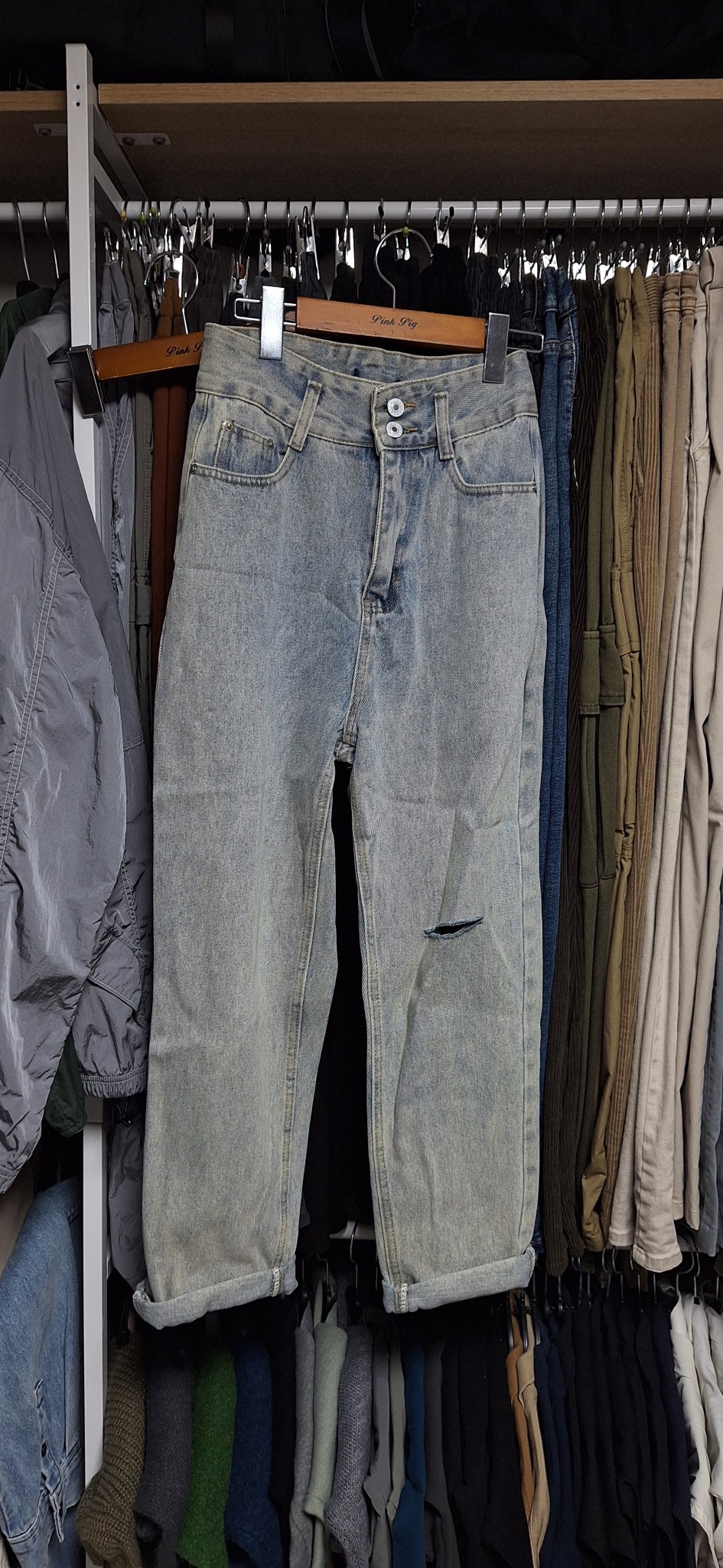 핑크피그브랜드 여자연청바지새옷