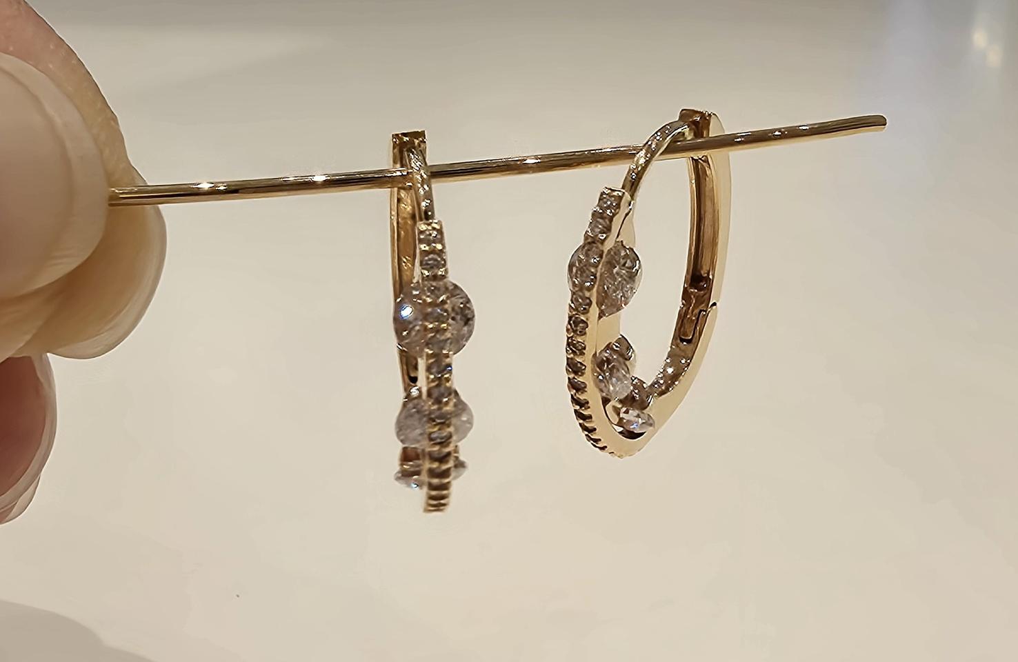 <새상품> 큐빅라인 물방울 이어링