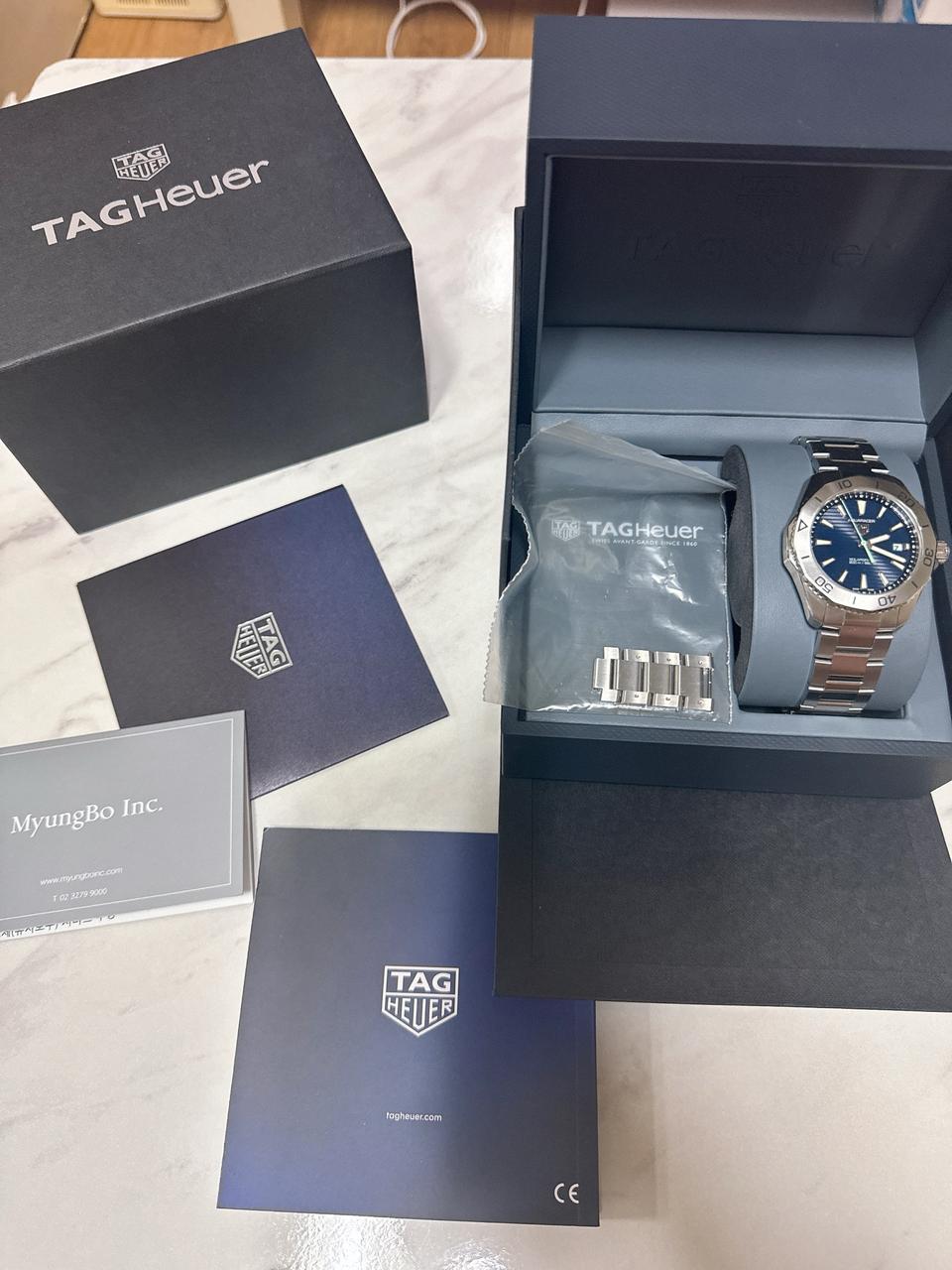 태그호이어 아쿠아레이서 청판 메탈시계 풀박스