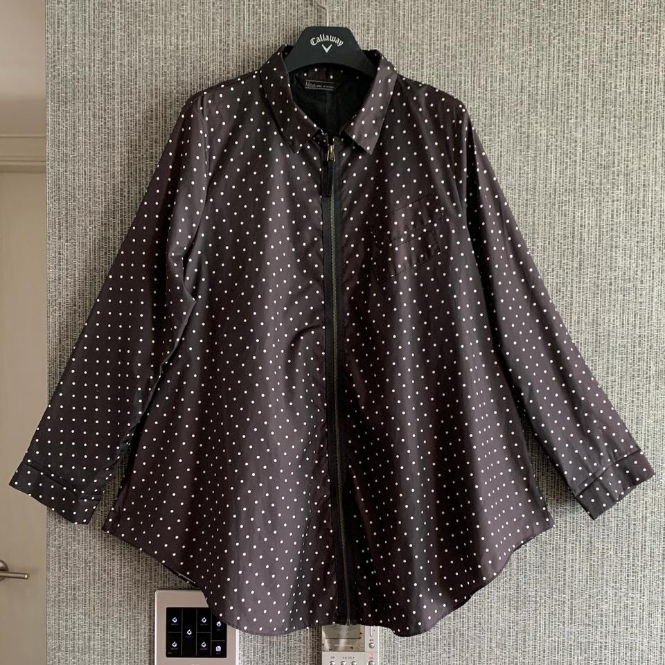 노아 Noa 블랙 도트 패턴 셔츠 집업 물방울 무늬 자켓 A라인 점퍼