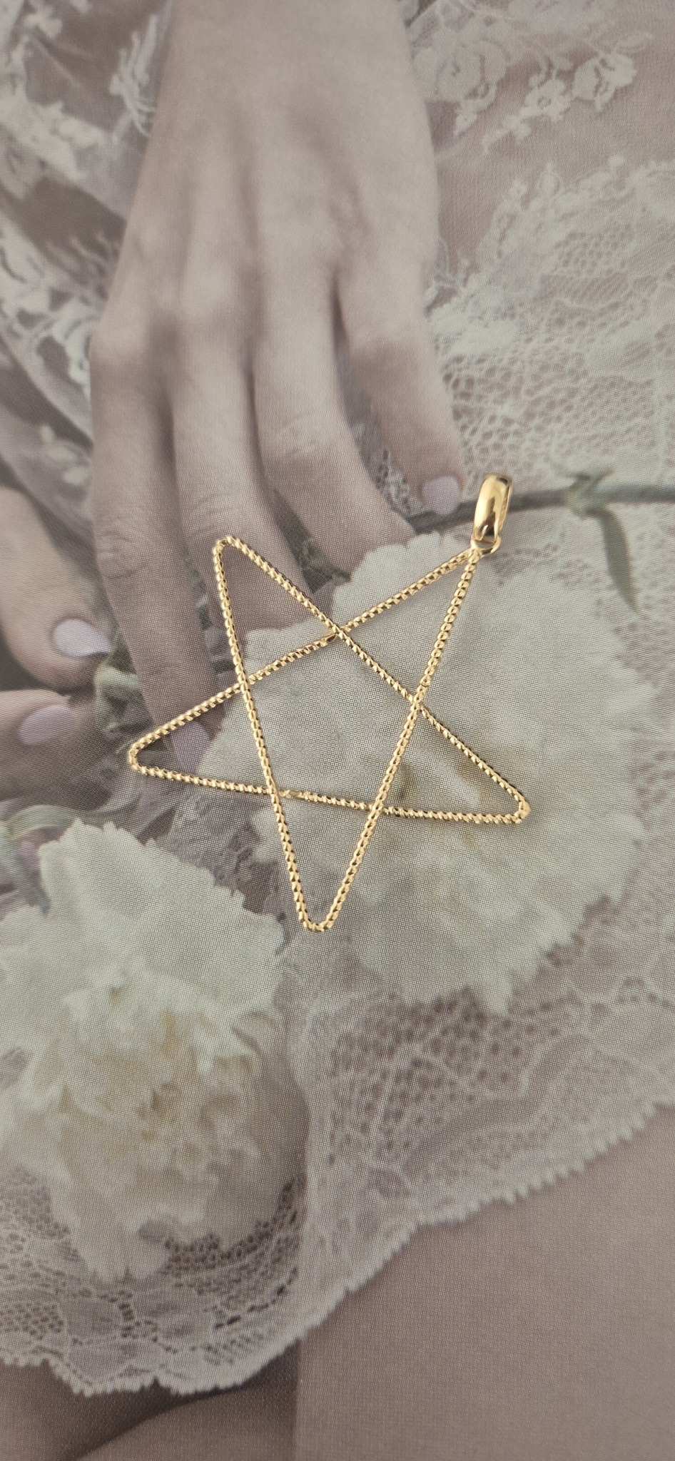 18k 왕 할로우 별 펜던트( 손수공)