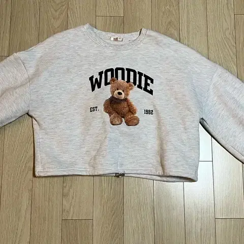 프리싸이즈) 귀여운 우디 곰돌이 크롭 후드티