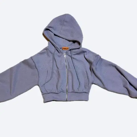 Super.6 파스텔 블루 크롭탑 후드집업