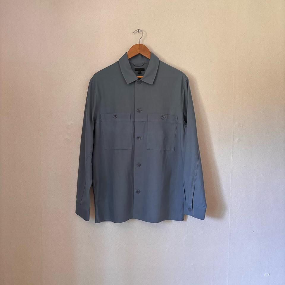 COS 코스 M 박스핏 셔츠형 자켓 루즈핏 블루 그레이