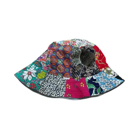 빈티지 패치워크 데님 리버시블 플로럴 벙거지 모자 버킷햇