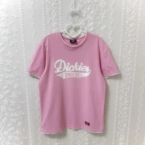 디키즈 반팔 핑크 화이트 레이어드 티셔츠 M 빈티지 y2k