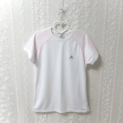 아디다스 흰핑 쿨 반팔 티셔츠 화이트 핑크 슬림핏 라운드 90