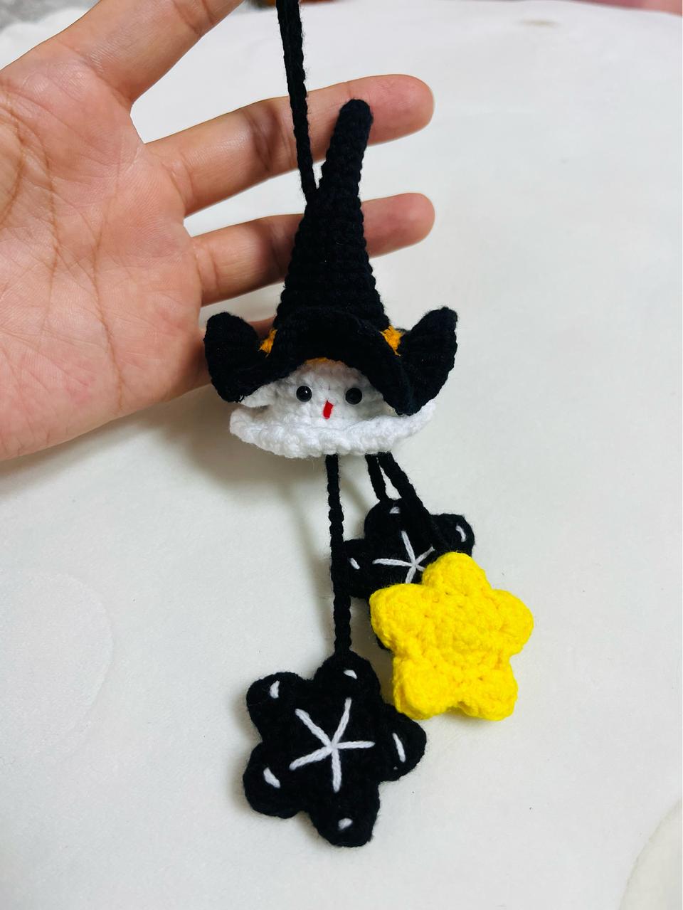손뜨개 헬로윈 유령인형 가방고리 핸드메이드