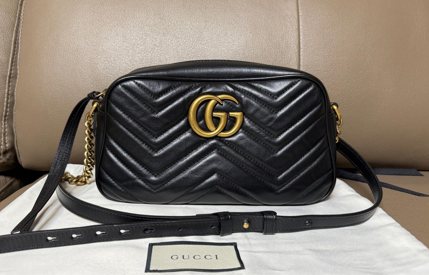 구찌 마몽 마틀라세 체인 숄더백 스몰 블랙